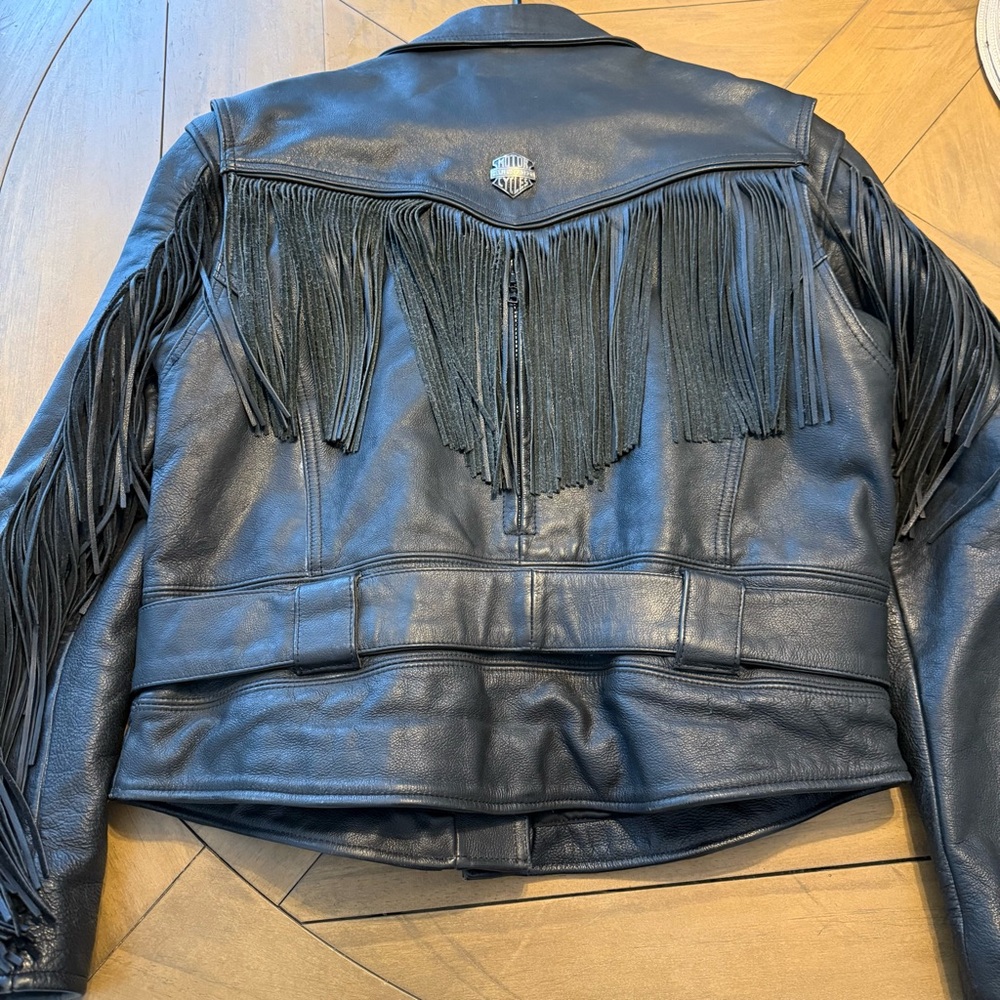 Vintage Harley Davidson Leather Jacket with Fringe Womens size Large - Picture 4 of 16